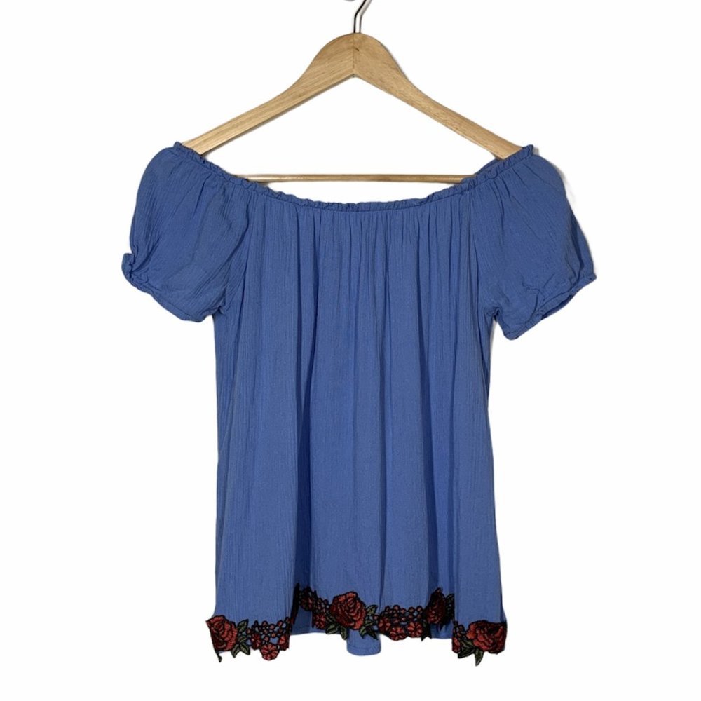 Potter's Pot Blue Off the Shoulder Blouse